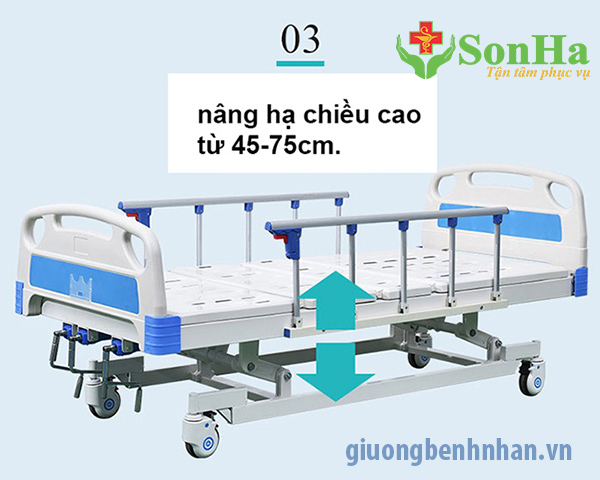 Tính nang nâng hạ chiều cao Giường Bệnh Nhân 3 Tay Quay Lucass GB-3